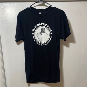 Black Short Sleeve Tee the polite, pig, Orlando size small